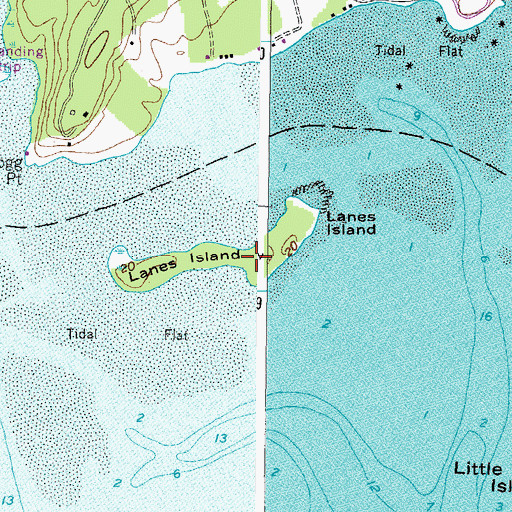 Topographic Map of Lanes Island, ME