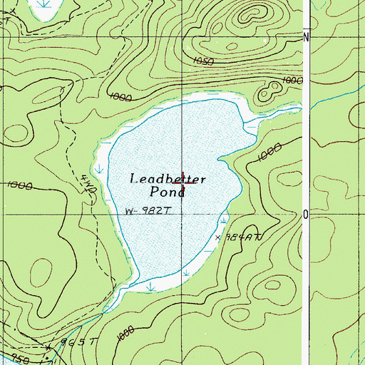 Topographic Map of Leadbetter Pond, ME