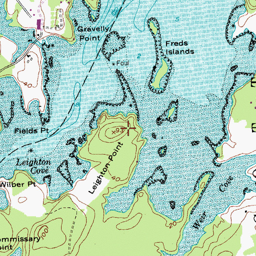 Topographic Map of Leighton Point, ME