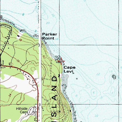 Topographic Map of Cape Levi, ME