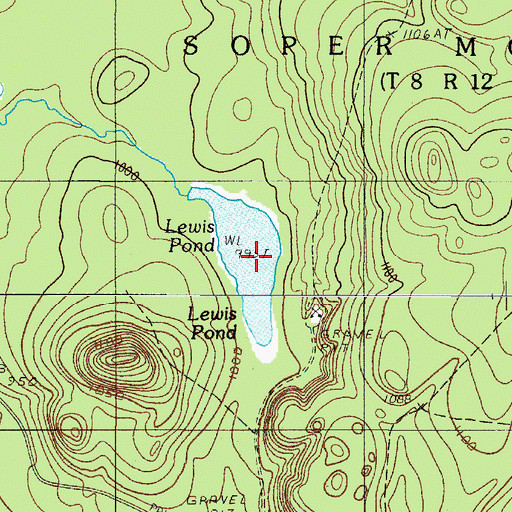 Topographic Map of Lewis Pond, ME