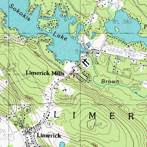 Topographic Map of Limerick Mills, ME