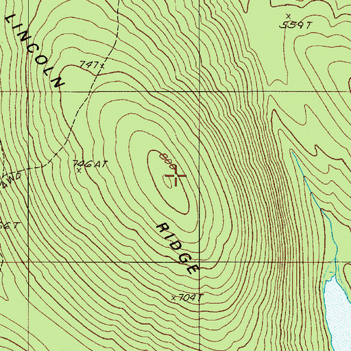 Topographic Map of Lincoln Ridge, ME