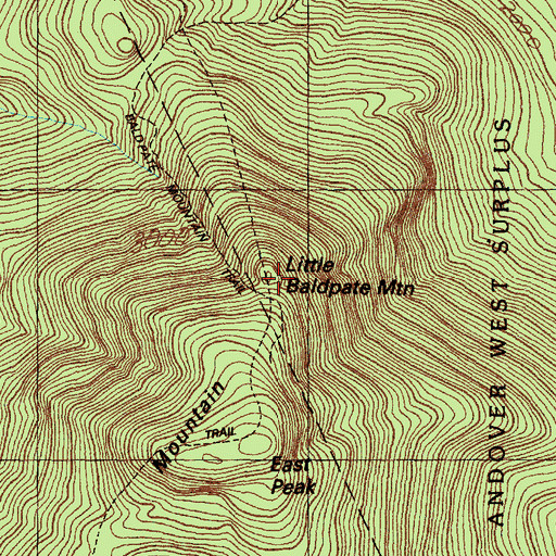 Topographic Map of Little Baldpate Mountain, ME