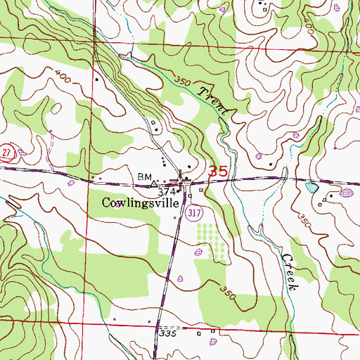 Topographic Map of Cowlingsville, AR