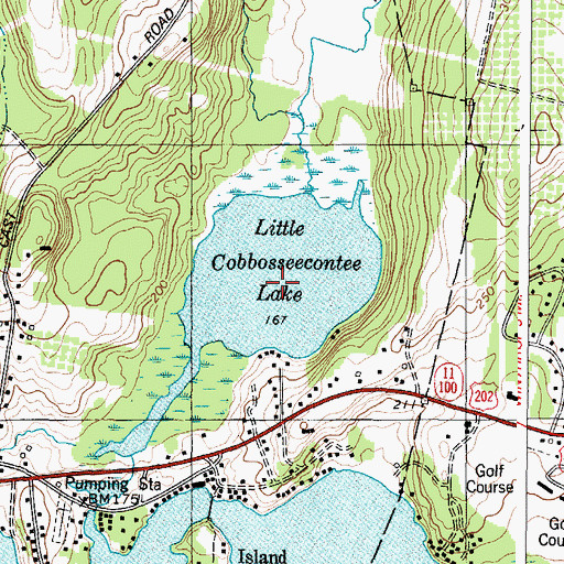Topographic Map of Little Cobbosseecontee Lake, ME