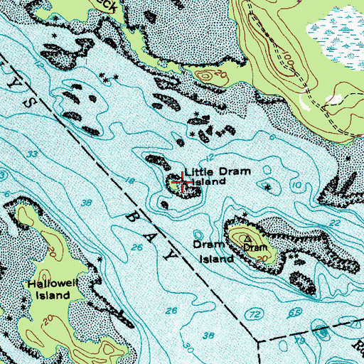 Topographic Map of Little Dram Island, ME
