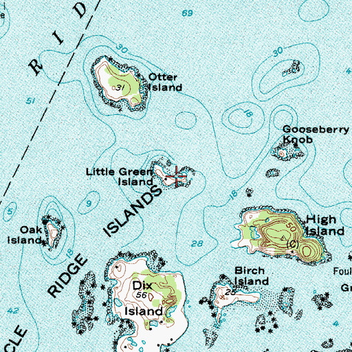 Topographic Map of Little Green Island, ME