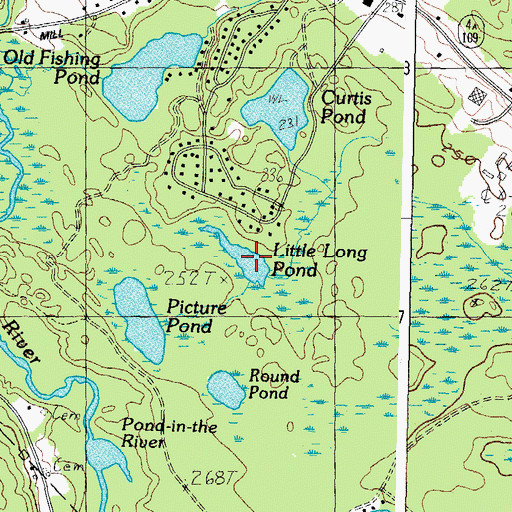 Topographic Map of Little Long Pond, ME
