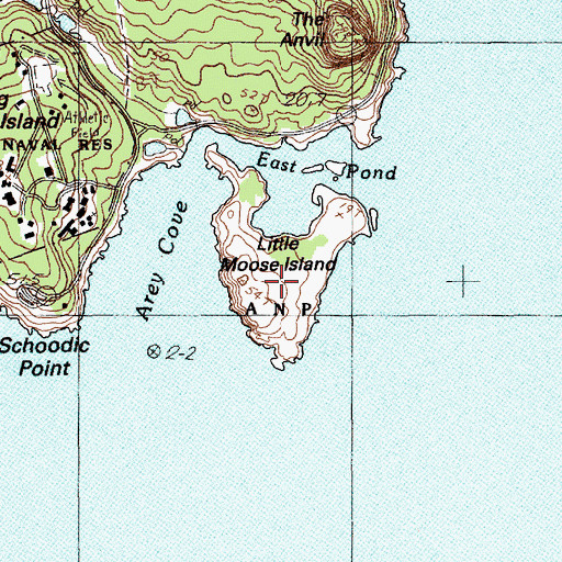 Topographic Map of Little Moose Island, ME
