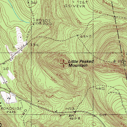 Topographic Map of Little Peaked Mountain, ME