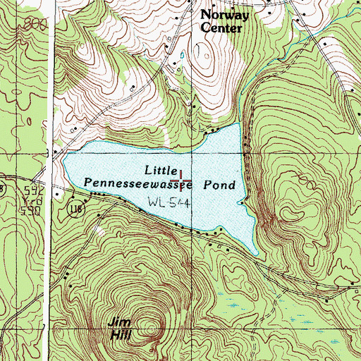 Topographic Map of Little Pennesseewassee Pond, ME