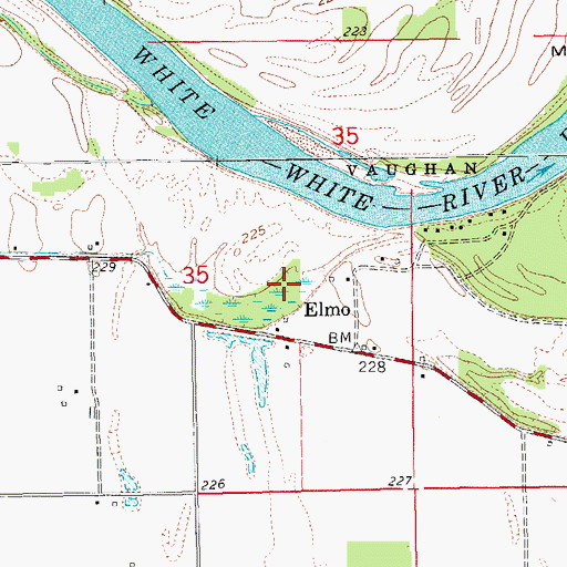 Topographic Map of Elmo, AR