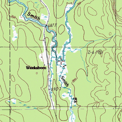 Topographic Map of Little Smith Brook, ME