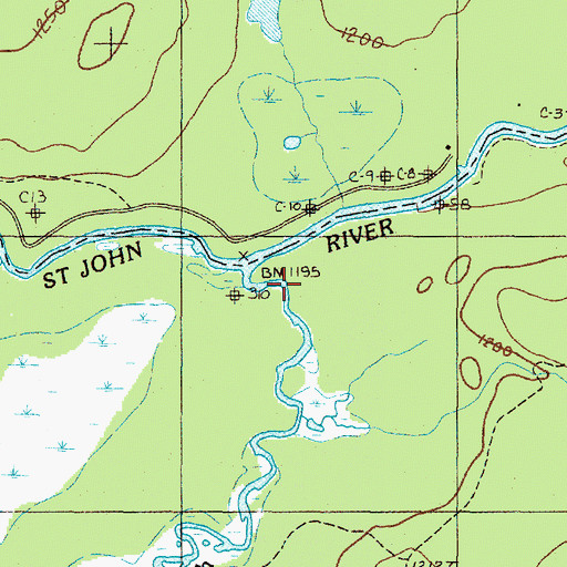 Topographic Map of Little Southwest Branch Saint John River, ME