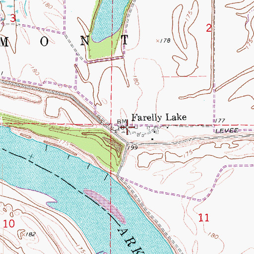 Topographic Map of Farelly Lake, AR