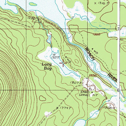 Topographic Map of Long Bog, ME