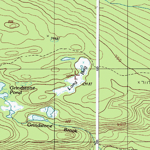 Topographic Map of Long Bog, ME