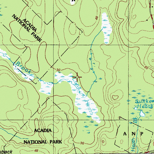 Topographic Map of Long Heath, ME