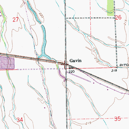 Topographic Map of Gavin, AR