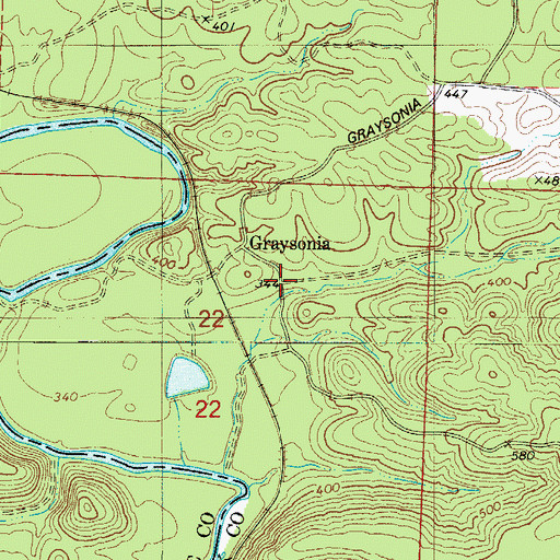Topographic Map of Graysonia, AR