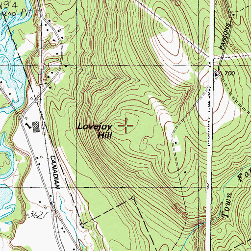 Topographic Map of Lovejoy Hill, ME