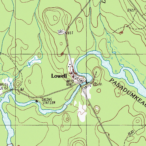 Topographic Map of Lowell, ME