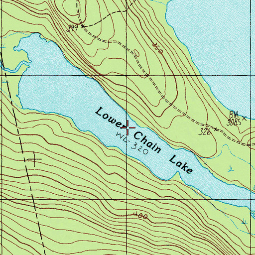 Topographic Map of Lower Chain Lake, ME