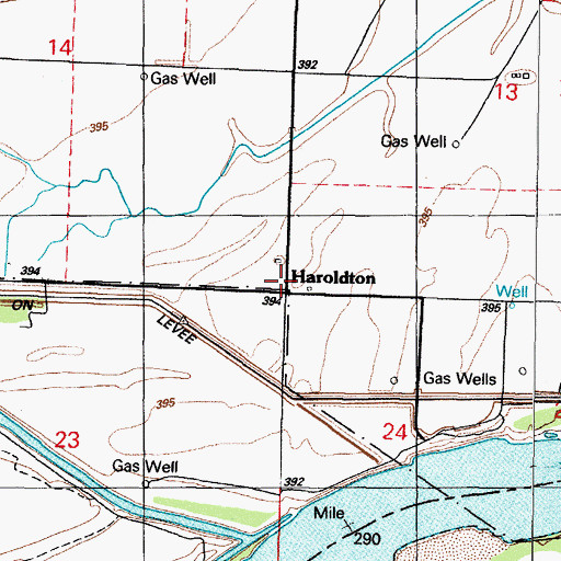 Topographic Map of Haroldton, AR
