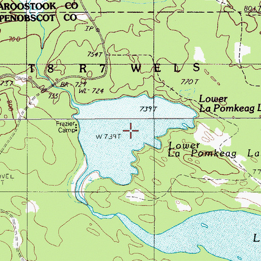 Topographic Map of Lower LaPomkeag Lake, ME