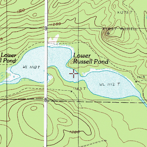 Topographic Map of Lower Russell Pond, ME