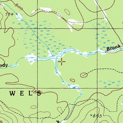 Topographic Map of Mack Brook, ME
