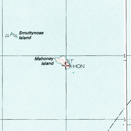 Topographic Map of Mahoney Island, ME