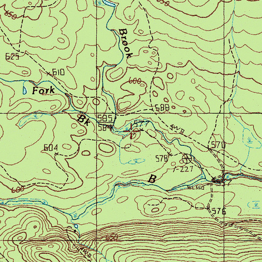 Topographic Map of Mansur Brook, ME