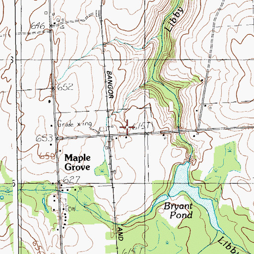Topographic Map of Maple Grove, ME