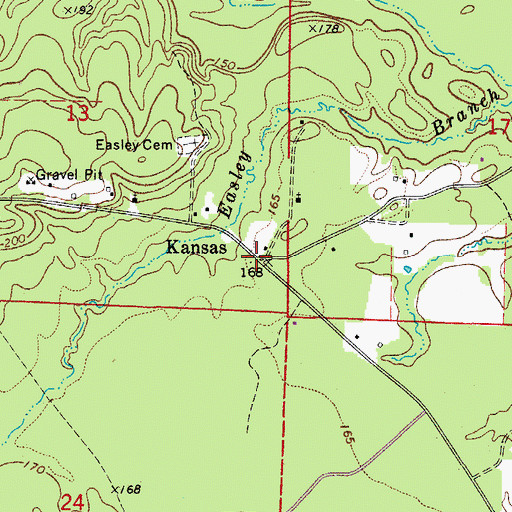 Topographic Map of Kansas, AR