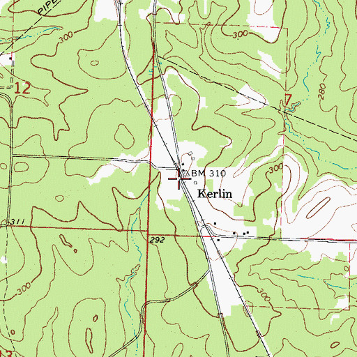 Topographic Map of Kerlin, AR