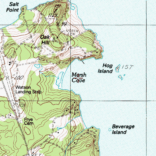 Topographic Map of Marsh Cove, ME