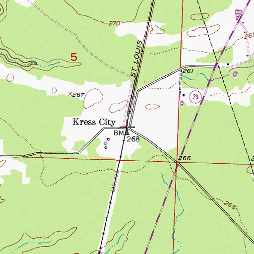 Topographic Map of Kress City, AR
