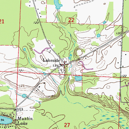 Topographic Map of Lakeside, AR
