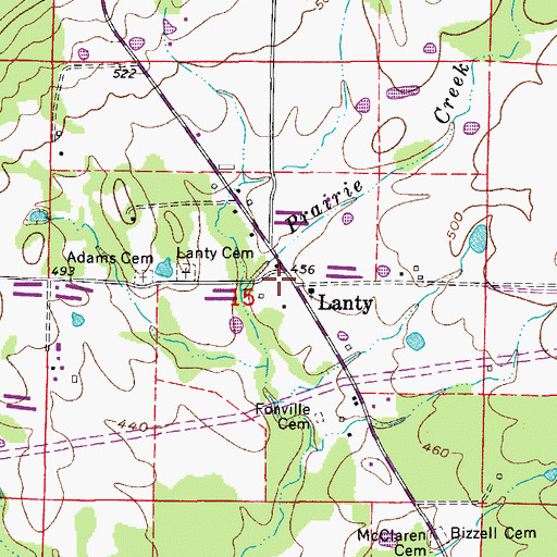 Topographic Map of Lanty, AR