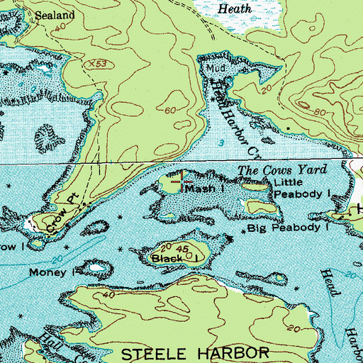 Topographic Map of Mash Island, ME