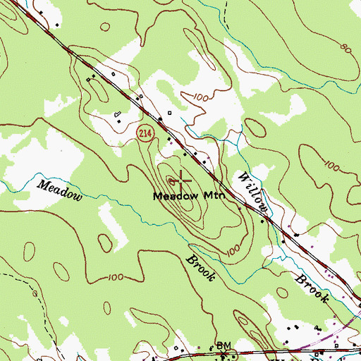 Topographic Map of Meadow Mountain, ME