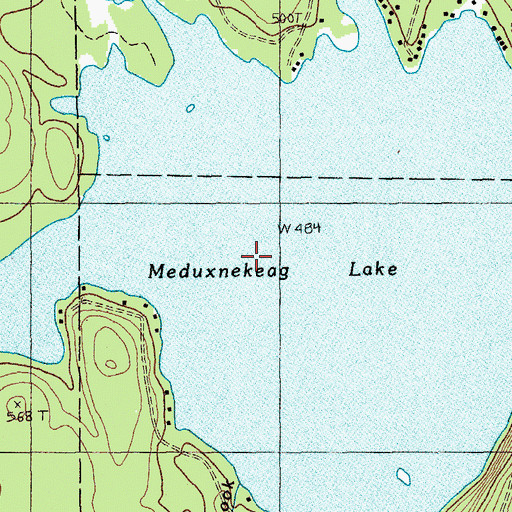 Topographic Map of Meduxnekeag Lake, ME