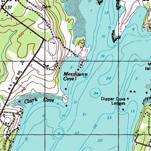 Topographic Map of Merriman Cove, ME
