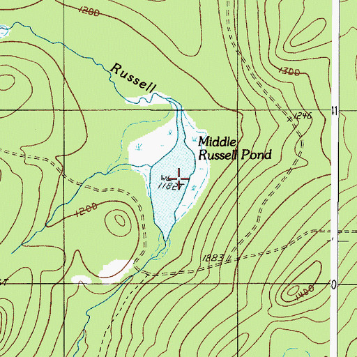 Topographic Map of Middle Russell Pond, ME