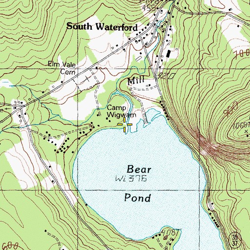 Topographic Map of Mill Brook, ME