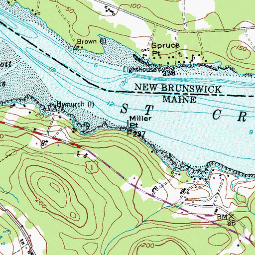 Topographic Map of Miller Point, ME
