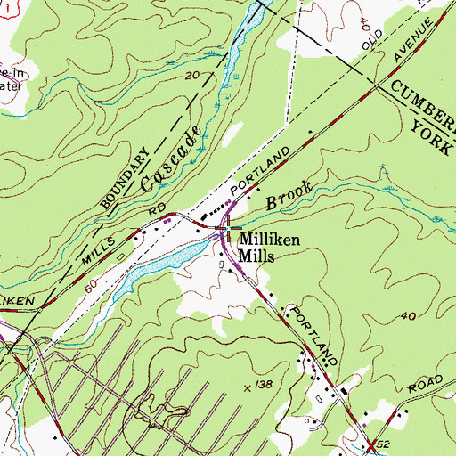 Topographic Map of Milliken Mills, ME