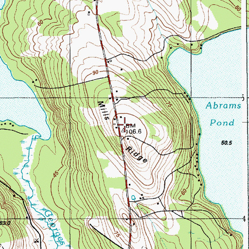 Topographic Map of Mills Ridge, ME